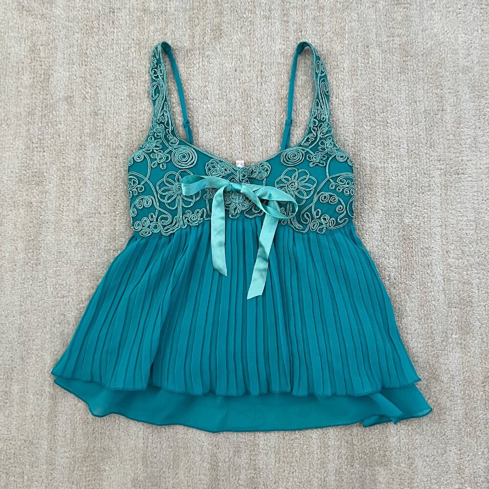 Vintage Y2K Oh Yes Fairy Babydoll Sleeveless Pleated Blouse Top M